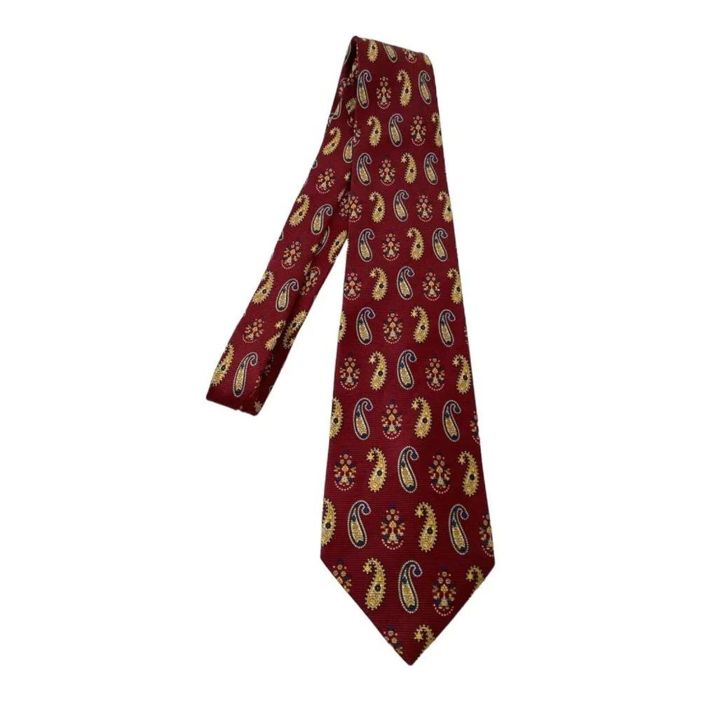 NINA RICCI Red Paisley Silk Tie Hand Made In France 59-